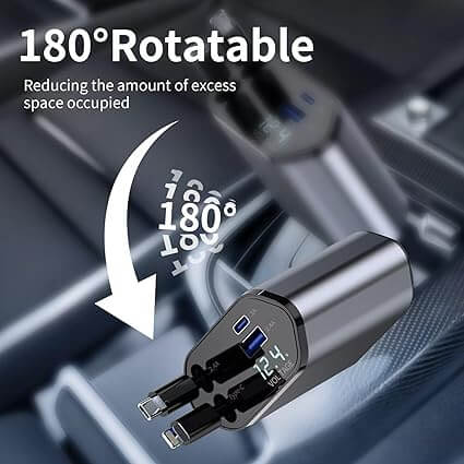 4-In-1 Retractable Car Charger Type-C ports
