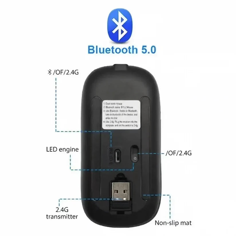W10 Rgb Rechargable Wireless Bluetooth Mouse