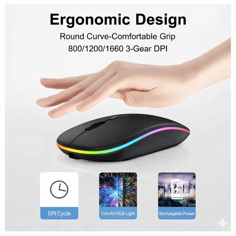 W10 Rgb Rechargable Wireless Bluetooth Mouse