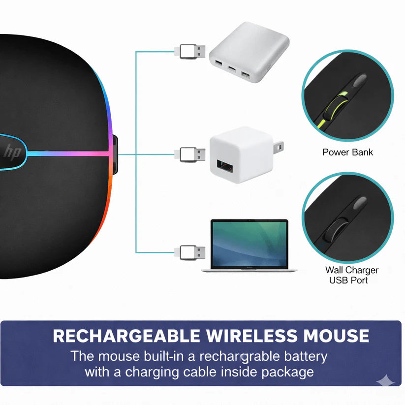 W10 Rgb Rechargable Wireless Bluetooth Mouse